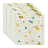 Set 10 Placi Tapet 3D, 70 X 77 Cm, Grosime 3 Mm, Din Polietilena, Tip Caramida, Model Animalute Si Floricele, Suprafata Acoperita 5.3 Mp, Alb - vivimall.ro