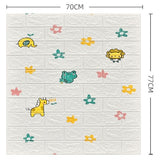 Set 10 Placi Tapet 3D, 70 X 77 Cm, Grosime 3 Mm, Din Polietilena, Tip Caramida, Model Animalute Si Floricele, Suprafata Acoperita 5.3 Mp, Alb - vivimall.ro
