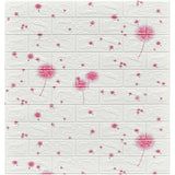 Set 10 Placi Tapet 3D, Vivimall, 70 x 77 cm, Grosime 3 mm, din Polietilena, Tip Caramida, Model Papadie Roz, Suprafata acoperita 5.3 mp, Alb