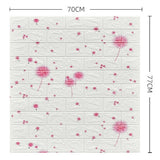 Set 10 Placi Tapet 3D, Vivimall, 70 x 77 cm, Grosime 3 mm, din Polietilena, Tip Caramida, Model Papadie Roz, Suprafata acoperita 5.3 mp, Alb