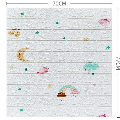 Set 10 Placi Tapet 3D, Vivimall, 70 x 77 cm, Grosime 3 mm, din Polietilena, Tip Caramida, Model Curcubeu, Suprafata acoperita 5.3 mp, Alb - vivimall.ro