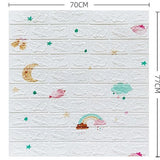 Set 10 Placi Tapet 3D, Vivimall, 70 x 77 cm, Grosime 3 mm, din Polietilena, Tip Caramida, Model Curcubeu, Suprafata acoperita 5.3 mp, Alb - vivimall.ro