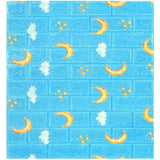 Set 10 Placi Tapet 3D, 70 X 77 Cm, Grosime 3 Mm, Din Polietilena, Tip Caramida, Model Luna, Suprafata Acoperita 5.3 Mp, Albastru - vivimall.ro