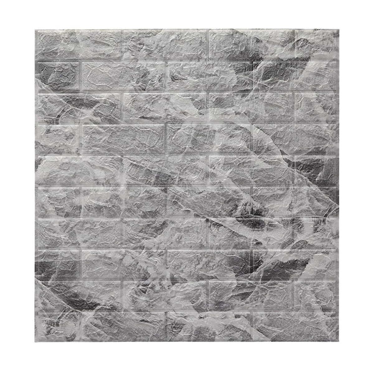 Set 10 Placi Tapet 3D, 70 X 77 Cm, Grosime 3 Mm, Din Polietilena, Model Caramida, Suprafata Acoperita 5.3 Mp, Marmura Gri - vivimall.ro