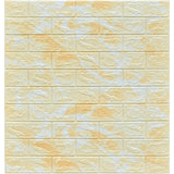 Set 10 Placi Tapet 3D, 70 X 77 Cm, Grosime 3 Mm, Din Polietilena, Model Caramida, Suprafata Acoperita 5.3 Mp, Marmura Galbena - vivimall.ro