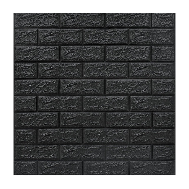 Set 10 Placi Tapet 3D, Vivimall, 70 x 77 cm, Grosime 3 mm, din Polietilena, Model Caramida, Suprafata acoperita 5.3 mp, Gri Antracit - vivimall.ro