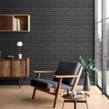 Set 10 Placi Tapet 3D, 70 X 77 Cm, Grosime 3 Mm, Din Polietilena, Model Caramida, Suprafata Acoperita 5.3 Mp, Gri Antracit - vivimall.ro
