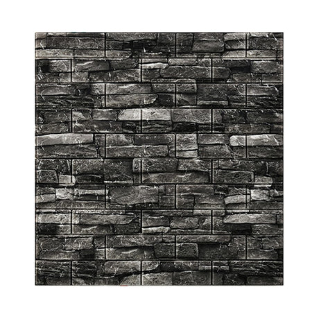 Set 10 Placi Tapet 3D, Vivimall, 70 x 77 cm, Grosime 3 mm, din Polietilena, Model Caramida, Suprafata acoperita 5.3 mp, Gri Inchis - vivimall.ro
