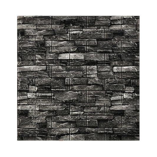 Set 10 Placi Tapet 3D, Flippy, 70 x 77 cm, Grosime 3 mm, din Polietilena, Model Caramida, Suprafata acoperita 5.3 mp, Gri Inchis
