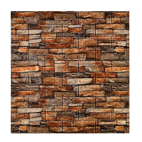 Set 10 Placi Tapet 3D, 70 X 77 Cm, Grosime 3 Mm, Din Polietilena, Model Caramida, Suprafata Acoperita 5.3 Mp, Piatra Rosie - vivimall.ro
