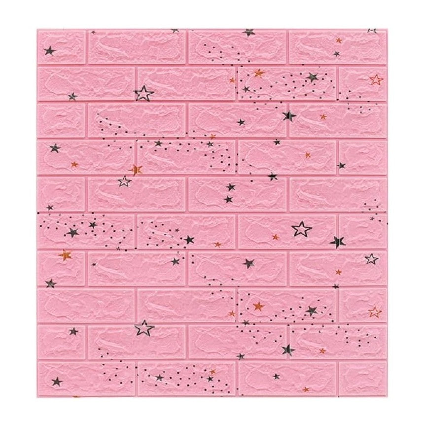 Set 10 Placi Tapet 3D, 70 X 77 Cm, Grosime 3 Mm, Din Polietilena, Tip Caramida, Model Stele, Suprafata Acoperita 5.3 Mp, Roz - vivimall.ro