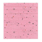 Set 10 Placi Tapet 3D, Vivimall, 70 x 77 cm, Grosime 3 mm, din Polietilena, Tip Caramida, Model Stele, Suprafata acoperita 5.3 mp, Roz - vivimall.ro