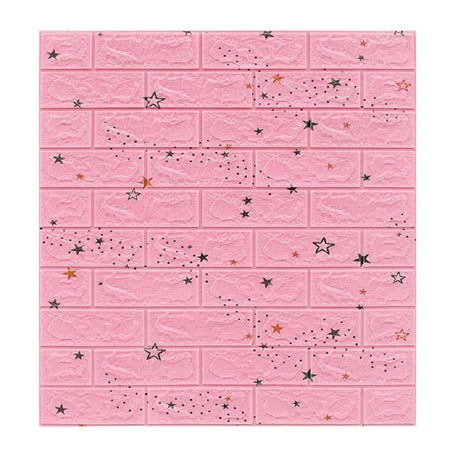 Set 10 Placi Tapet 3D, Vivimall, 70 x 77 cm, Grosime 3 mm, din Polietilena, Tip Caramida, Model Stele, Suprafata acoperita 5.3 mp, Roz - vivimall.ro