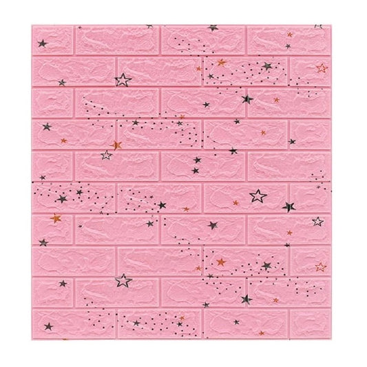 Set 10 Placi Tapet 3D, Vivimall, 70 x 77 cm, Grosime 3 mm, din Polietilena, Tip Caramida, Model Stele, Suprafata acoperita 5.3 mp, Roz - vivimall.ro