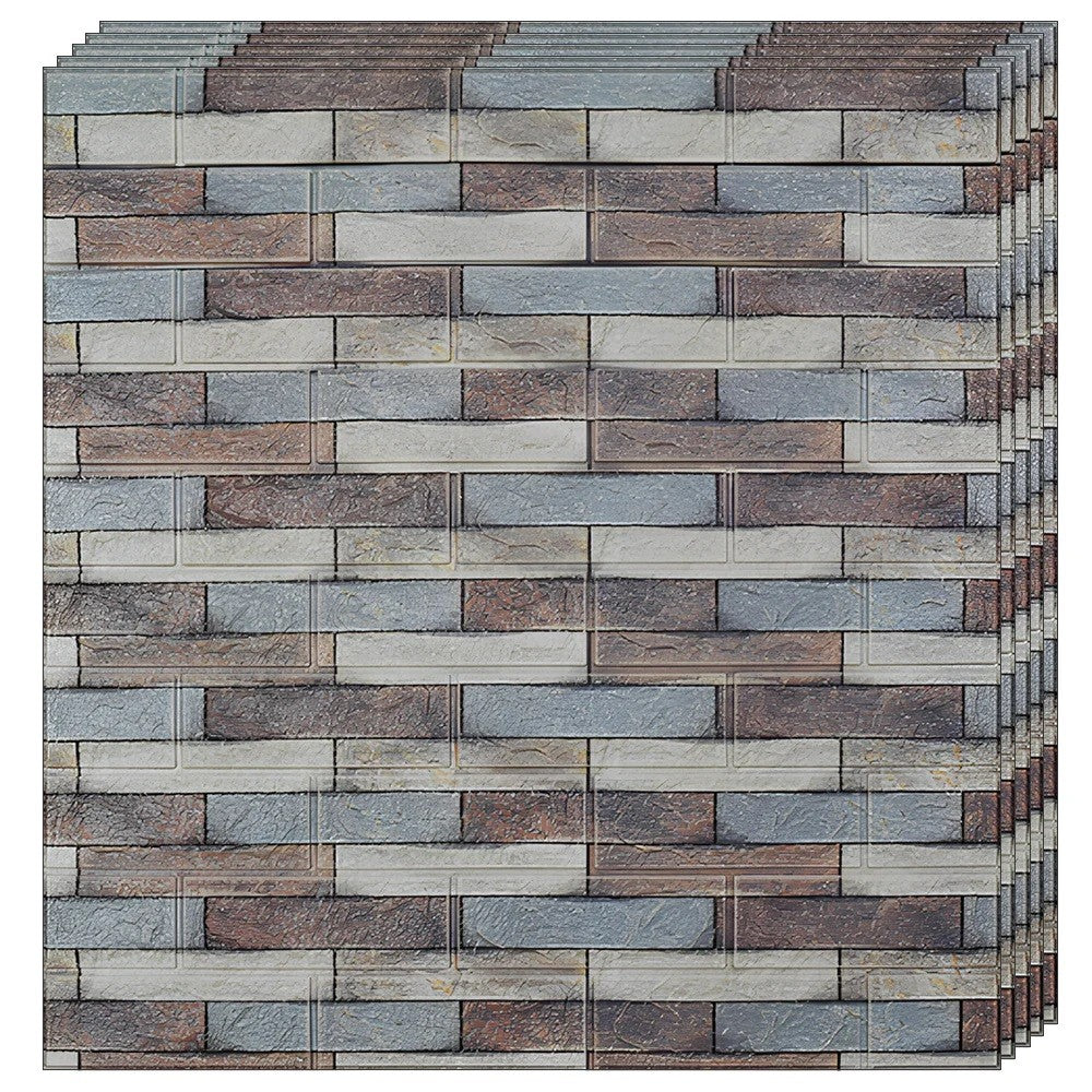 Set 10 Placi Tapet 3D, Grosime 3 Mm, Din Polietilena, Suprafata Acoperita 5.3 Mp, Piatra Colorata - vivimall.ro