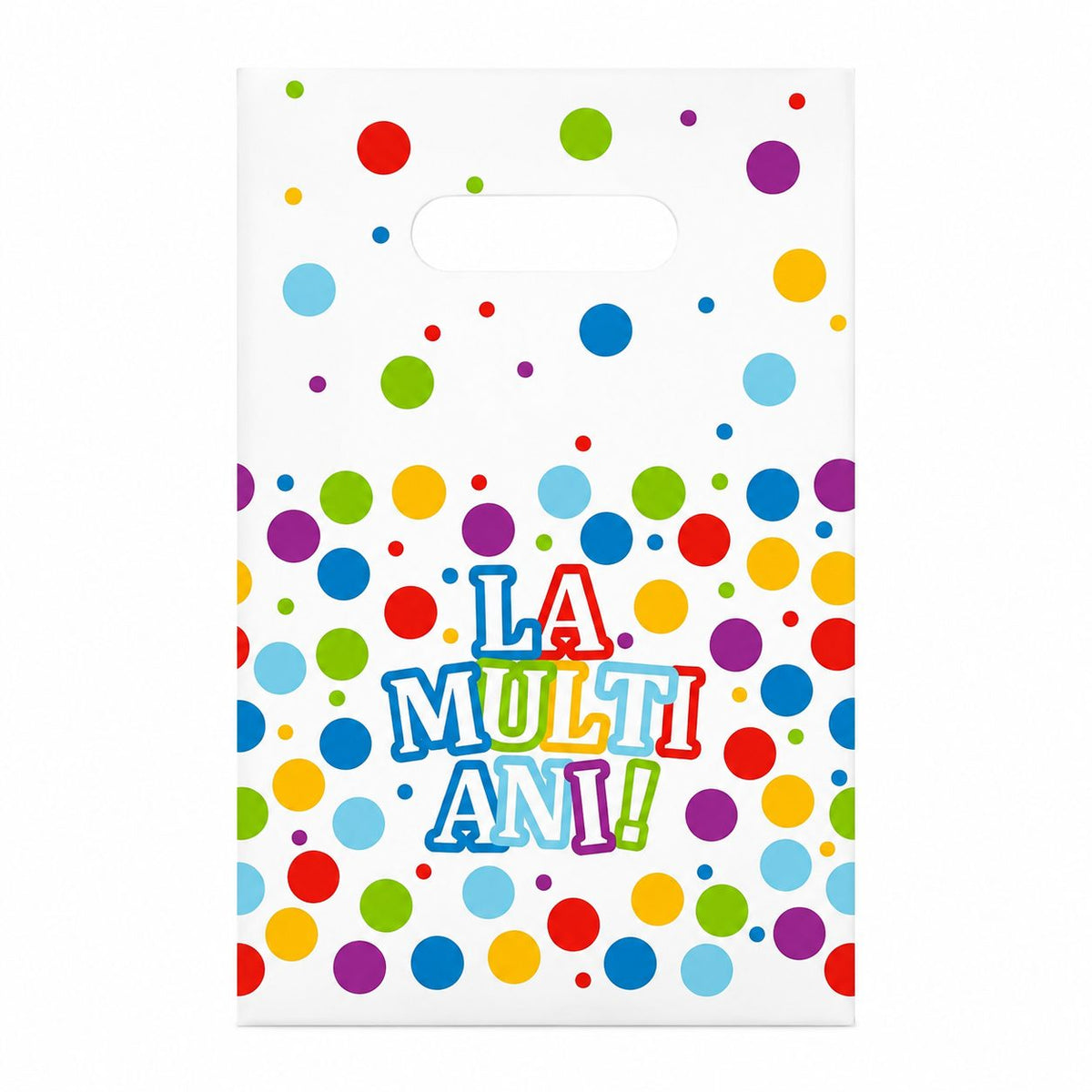 Set 10 Pungi de Cadou La Mulți Ani, 16.5 x 25 cm, Plastic, Multicolor