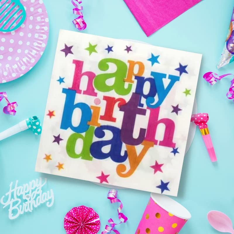 Set 10 Servetele de Masa, Flippy, Colectia Happy Birthday, 32 x 32 cm, din Hartie, Multicolor