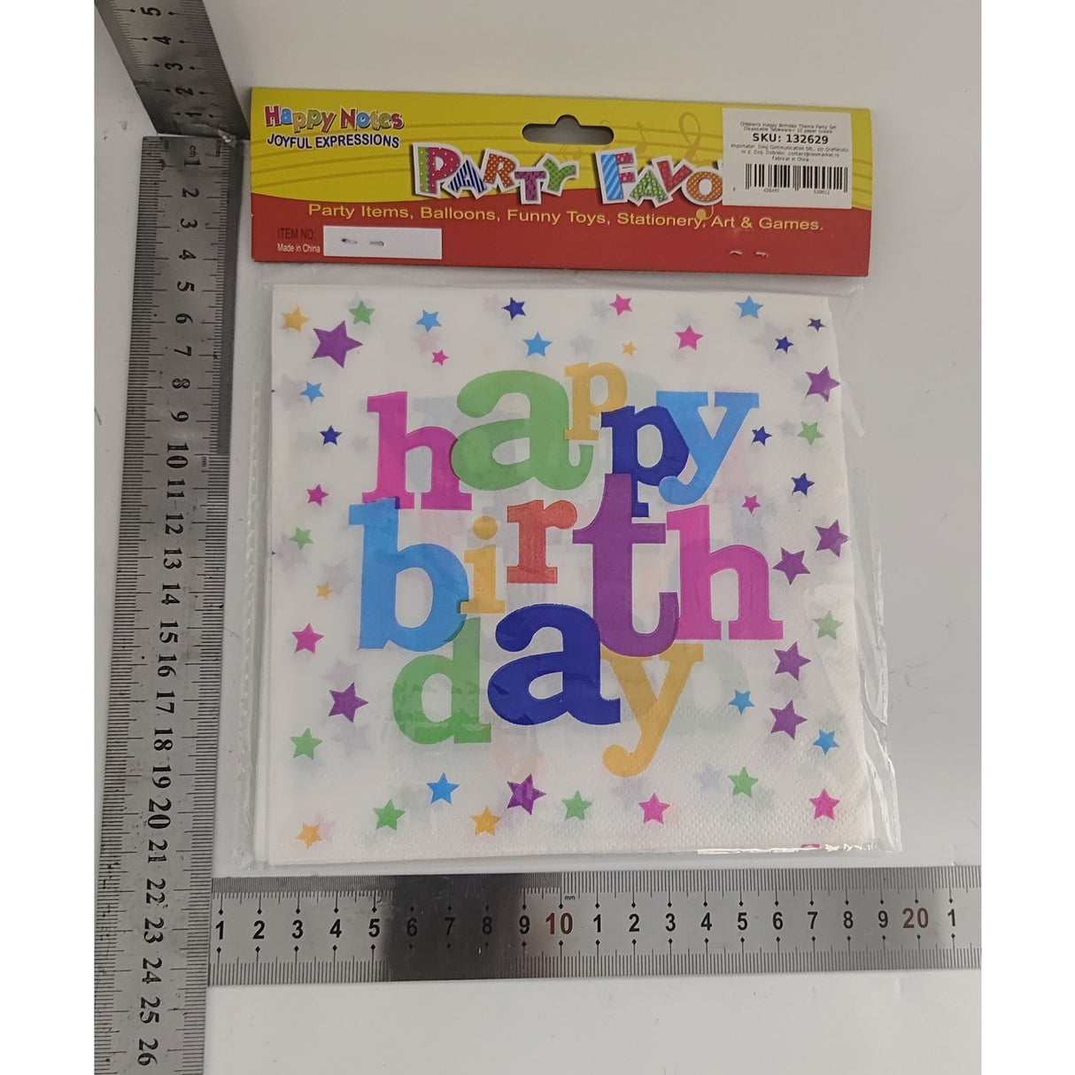 Set 10 Servetele de Masa, Flippy, Colectia Happy Birthday, 32 x 32 cm, din Hartie, Multicolor