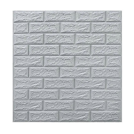 Set 10 Placi de Tapet, Vivimall, Autoadezive, 70 x 77 cm, 3.5 mm Grosime, Suprafata Acoperita 5.3 mp, din PVC, Model Caramida, Gri - vivimall.ro