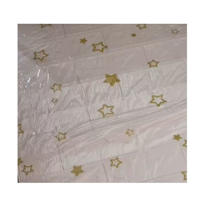 Set 10 Placi de Tapet, Vivimall, Autoadezive, 70 x 77 cm, Suprafata Acoperita 5.3 mp, din PVC, Model Stelute Aurii, Alb - vivimall.ro