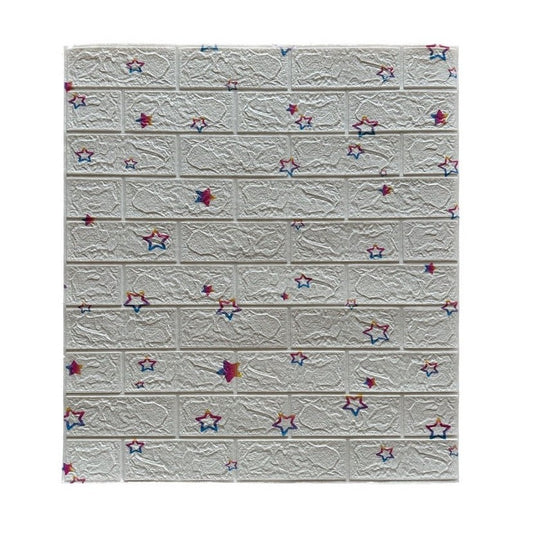 Set 10 Placi de Tapet, Flippy, Autoadezive, 70 x 77 cm, Suprafata Acoperita 5.3 mp, din PVC, Model Stelute Curcubeu, Alb