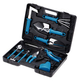Set 10 Unelte De Gradina, Pentru Plantare Prelucrare Sol Si Ingrijire Plante, Manere Albastre, Material Pvc Si Otel Inoxidabil, Cutie Inclusa, 37X28X7 Cm, Negru - vivimall.ro