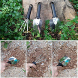 Set 10 Unelte De Gradina, Pentru Plantare Prelucrare Sol Si Ingrijire Plante, Manere Negre, Material Pvc Si Otel Inoxidabil, Cutie Inclusa, 37X28X7 Cm, Negru - vivimall.ro
