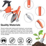 Set 10 Unelte de Gradina, Vivimall, pentru Plantare Prelucrare Sol si Ingrijire Plante, Manere Portocalii, Material PVC si Otel Inoxidabil, Cutie Inclusa, 37x28x7 cm, Negru - vivimall.ro