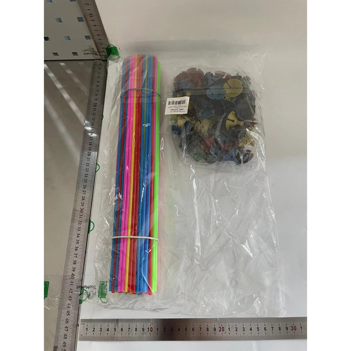 Set 100 Bete Cu Rozete Pentru Baloane, Suporturi De Plastic, Usor De Instalat, Reutilizabil, Pentru Aniversare, Nunta, Ziua De Nastere, Decorar, 40 Cm, E - vivimall.ro