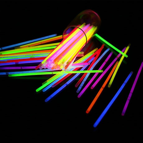 Set 100 Bratari Luminoase, Pentru Petreceri, Fosforescente, Glow Sticks, 20 Cm - vivimall.ro
