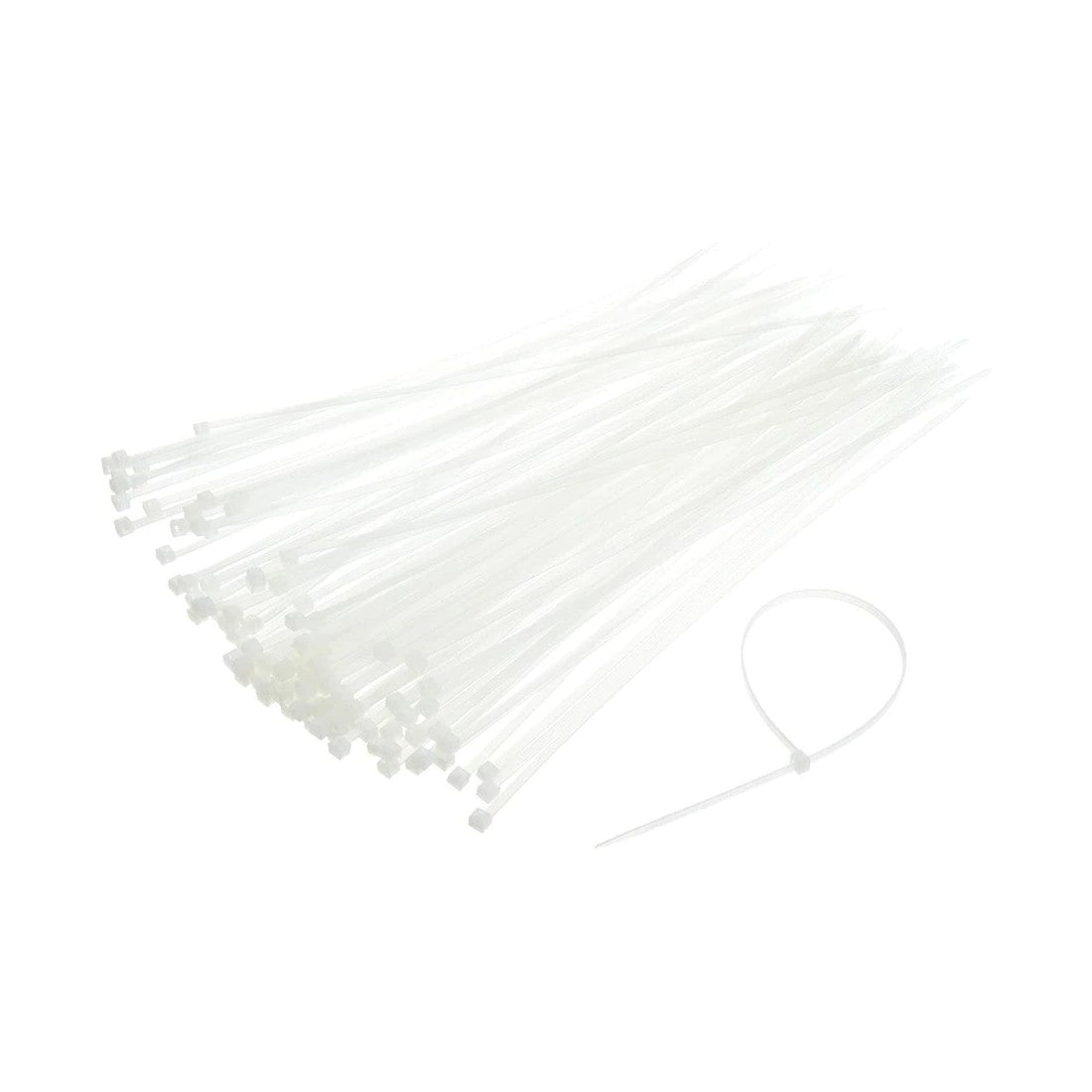 Set 100 Buc Soricei - Coliere de plastic, 100 mm x 3 mm, poliamida, Alb, Vivimall - vivimall.ro