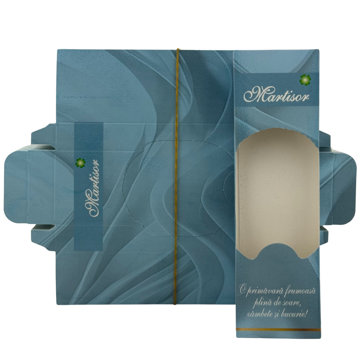 Set 100 Bucati Ambalaje de Carton pentru Martisoare, Vivimall, Cutii Brosa, Model Primavara, Albastru - vivimall.ro