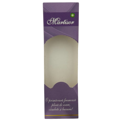 Set 100 Bucati Ambalaje de Carton pentru Martisoare, Vivimall, Cutii Brosa, Model Primavara, Lila - vivimall.ro