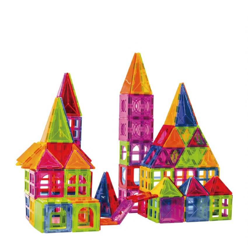 100-Piece Magnetic Building Block Set, Magnetic Bricks, Large, Geometric Shapes, 3 Years Old, Abs, Magnets, 27.5*21.5*17 Cm, Multi-Color - vivimall.ro
