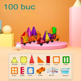 100-Piece Magnetic Building Block Set, Magnetic Bricks, Large, Geometric Shapes, 3 Years Old, Abs, Magnets, 27.5*21.5*17 Cm, Multi-Color - vivimall.ro