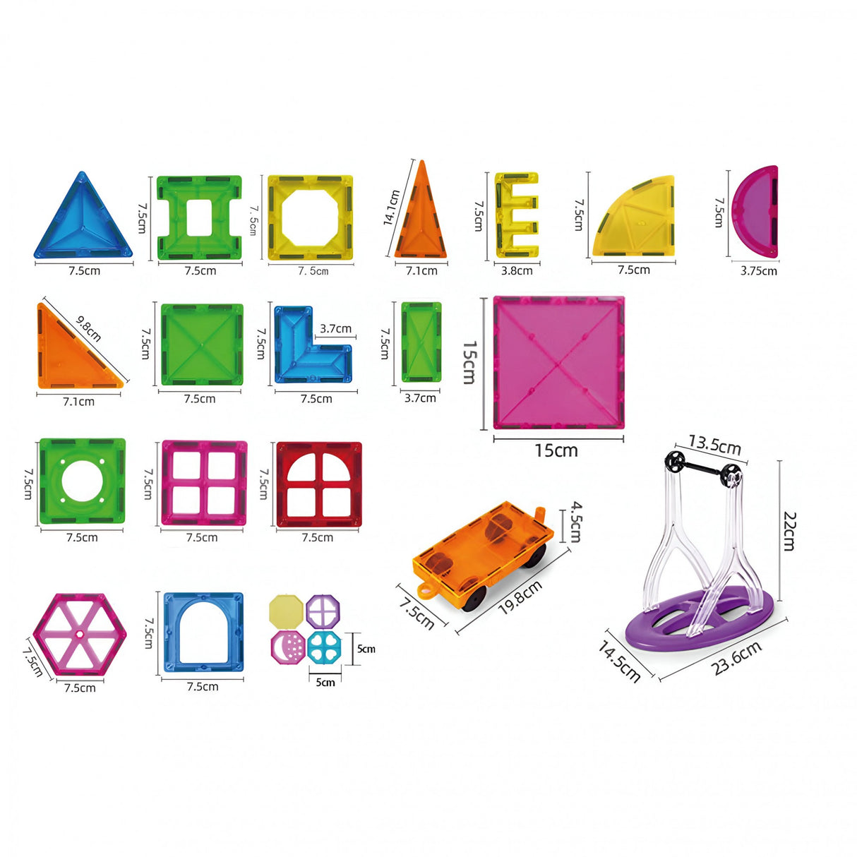 100-Piece Magnetic Building Block Set, Magnetic Bricks, Large, Geometric Shapes, 3 Years Old, Abs, Magnets, 27.5*21.5*17 Cm, Multi-Color - vivimall.ro
