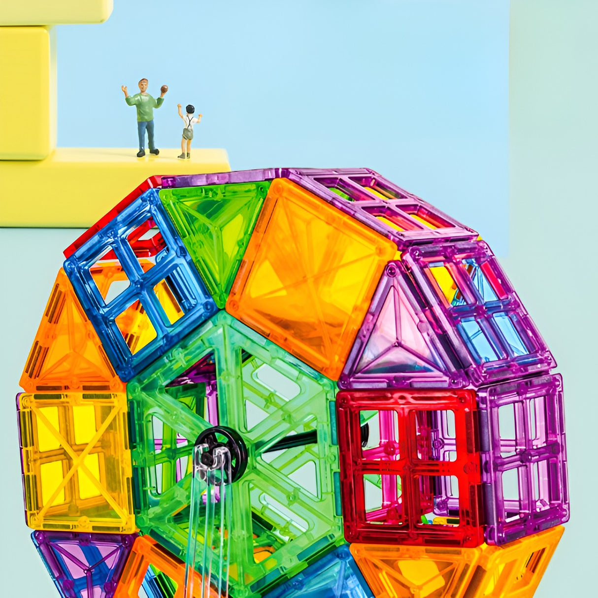 100-piece magnetic building block set, Vivimall, magnetic bricks, large, geometric shapes, 3 years old, ABS, magnets, 27.5*21.5*17 cm, multi-color