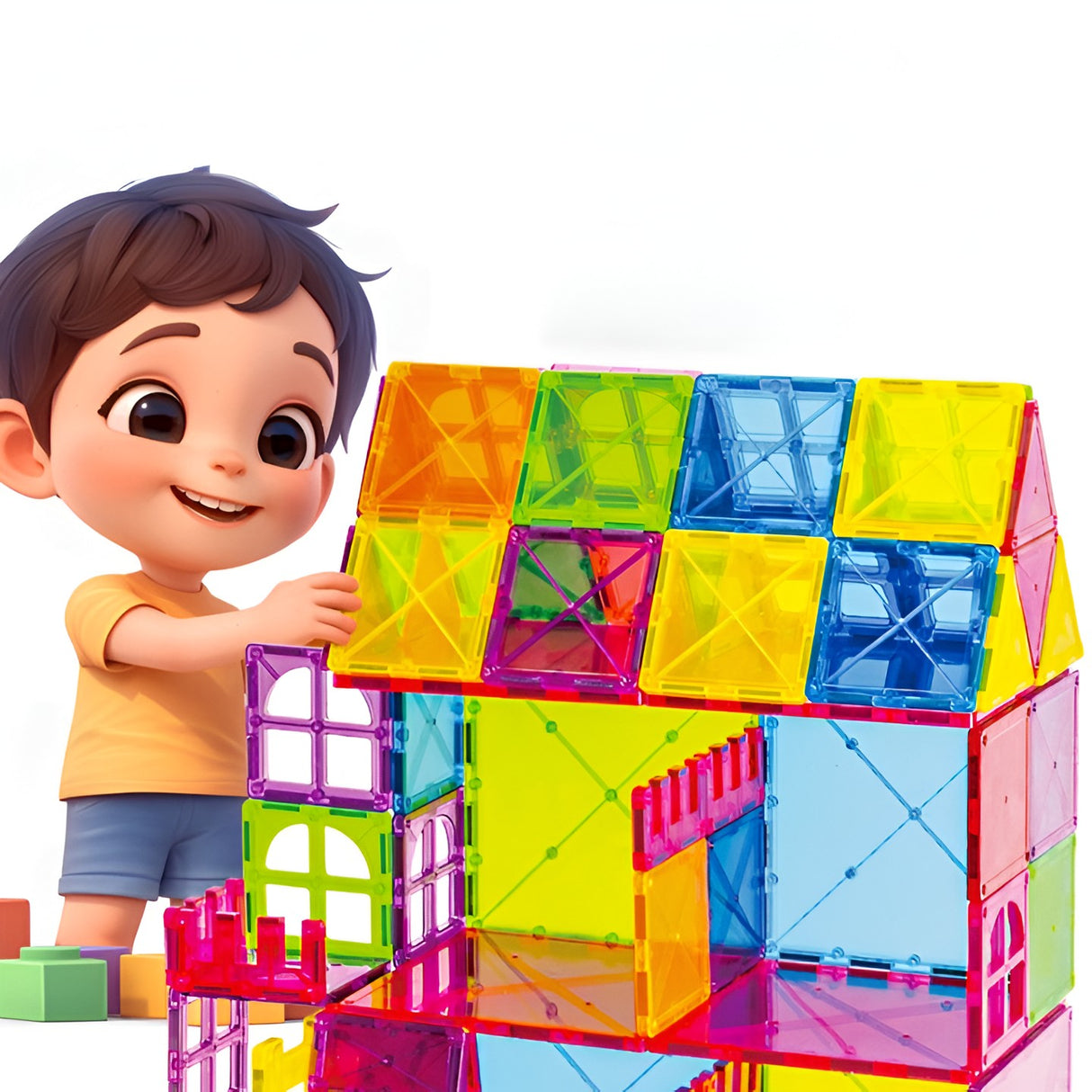 100-Piece Magnetic Building Block Set, Magnetic Bricks, Large, Geometric Shapes, 3 Years Old, Abs, Magnets, 27.5*21.5*17 Cm, Multi-Color - vivimall.ro