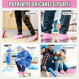 Set 100 Huse de Pantofi Impermeabile de Unica Folosinta, Vivimall, Universale, Roz, pentru Zile Ploioase - vivimall.ro
