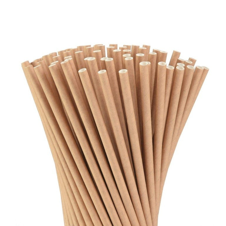 Set 100 Paie, Din Hartie, 20 Cm, Kraft - vivimall.ro