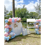 Baloane decorative pentru BABY SHOWER, Vivimall, Arcada Set 106 baloane din latex, Model Petrecere, Baloane Party, 12 cm, 30 cm, 45 cm, Roz, Albastru, Gold