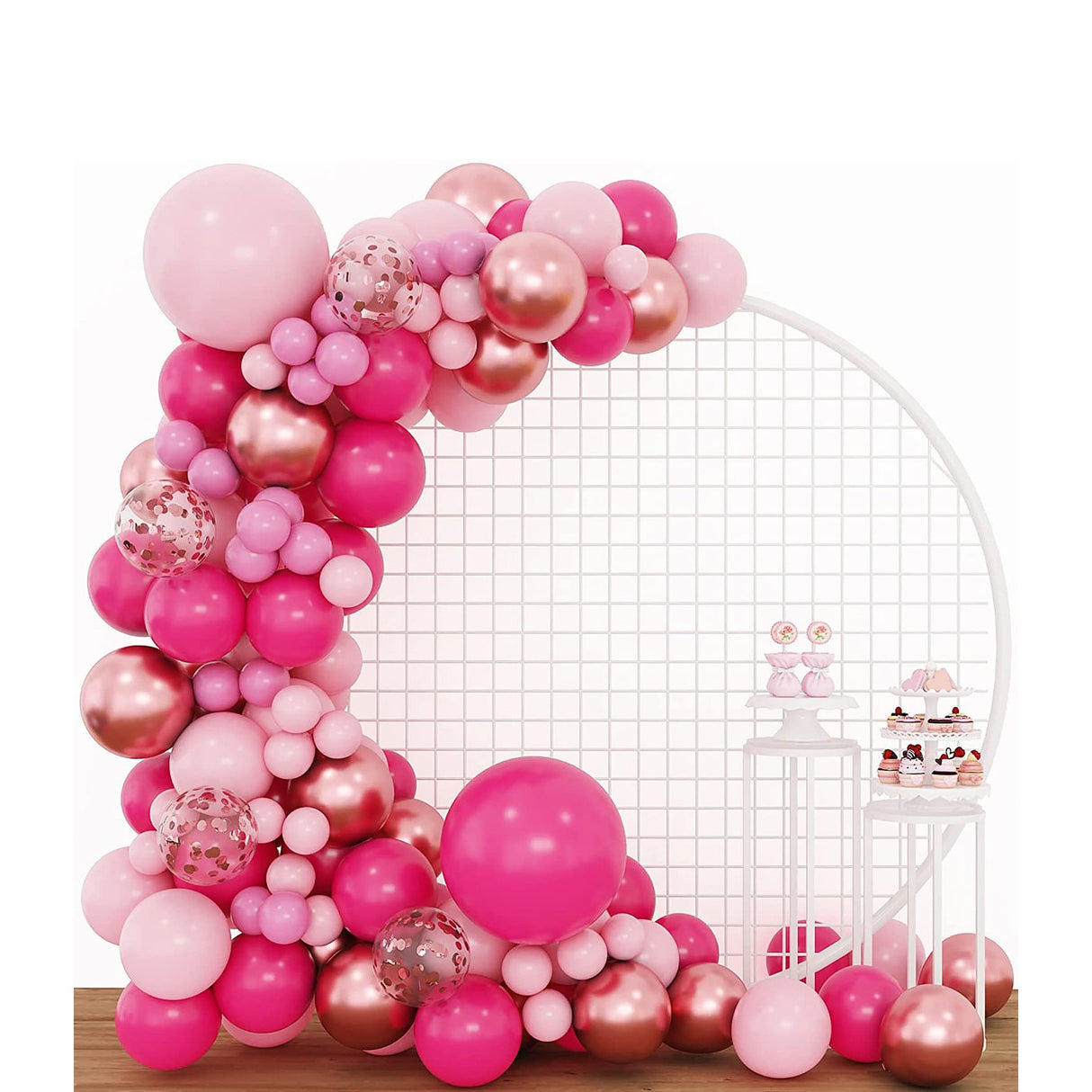 Set 126 Baloane Din Latex, Baloane Party, 12 Cm, 25 Cm, 30 Cm, 45 Cm, Pal, Gold - vivimall.ro