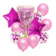 Set Baloane Happy Birthday, Set Din 11 Bucati, Balon Pahar 93 Cm, 2 Baloane Stea 45 Cm, 5 Baloane Latex 30 Cm, 3 Baloane Cu Paiete 30 Cm - vivimall.ro