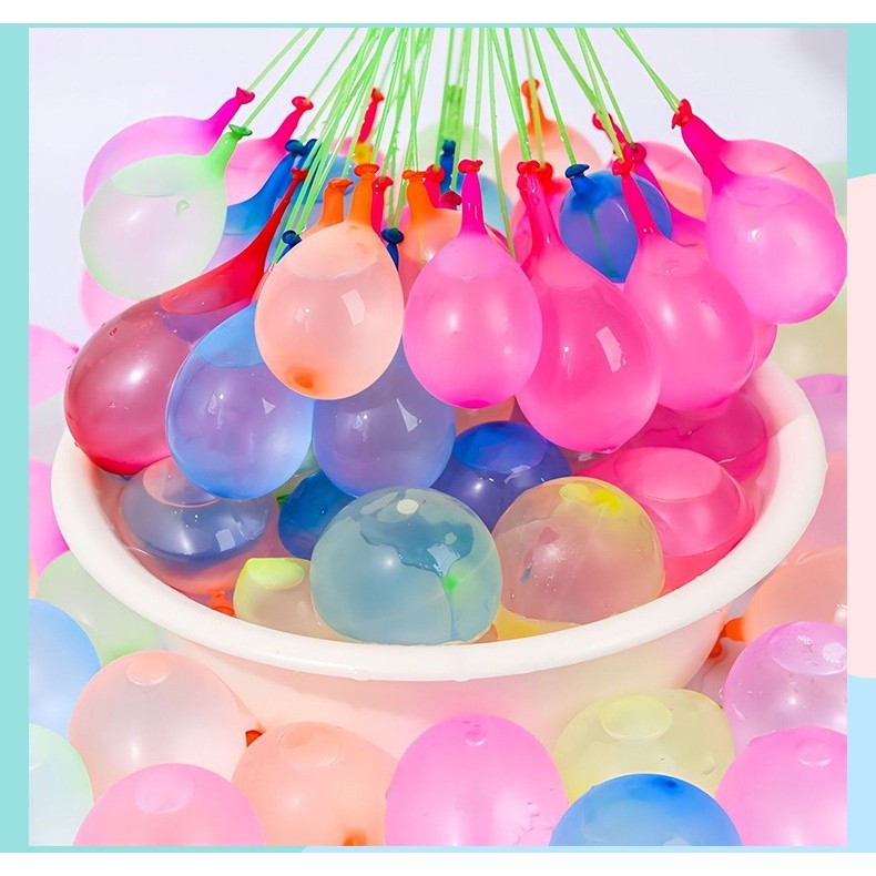 Set 111 Baloane din Latex, Vivimall, Aqua Party, Sistem de Umplere Rapida, 10 cm Diametru, Multicolor