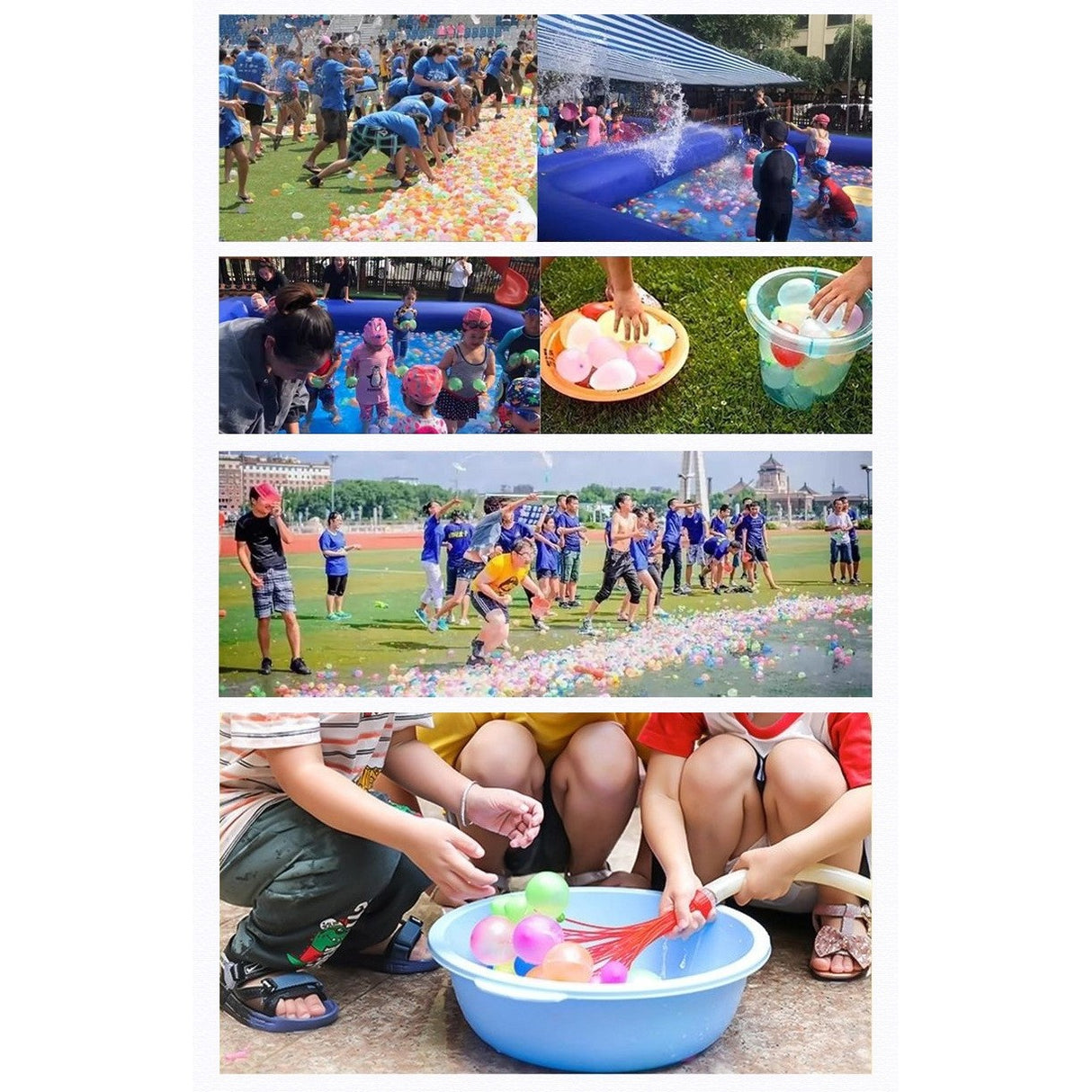 Set 111 Baloane din Latex, Vivimall, Aqua Party, Sistem de Umplere Rapida, 10 cm Diametru, Multicolor