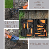 Set 12 Accesorii Pentru Gradinarit Geanta Depozitare Inclusa, Otel Inoxidabil, 37 X 27 Cm, Portocaliu - vivimall.ro