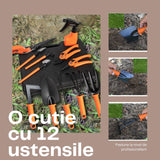 Set 12 Accesorii Pentru Gradinarit Geanta Depozitare Inclusa, Otel Inoxidabil, 37 X 27 Cm, Portocaliu - vivimall.ro