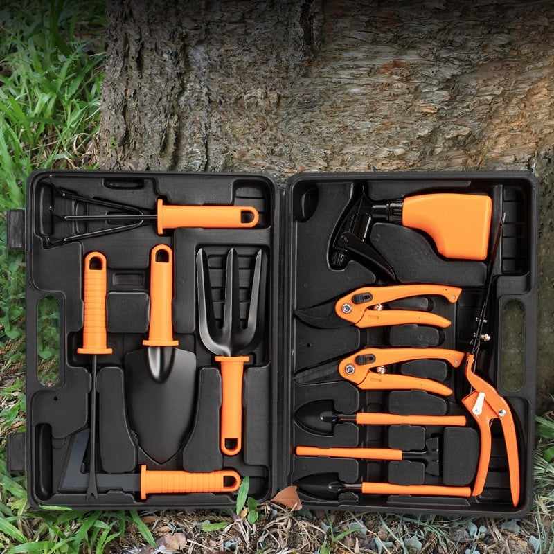 Set 12 Accesorii Pentru Gradinarit Geanta Depozitare Inclusa, Otel Inoxidabil, 37 X 27 Cm, Portocaliu - vivimall.ro
