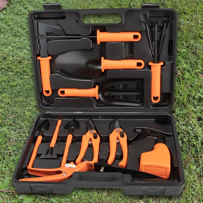 Set 12 Accesorii Pentru Gradinarit Geanta Depozitare Inclusa, Otel Inoxidabil, 37 X 27 Cm, Portocaliu - vivimall.ro