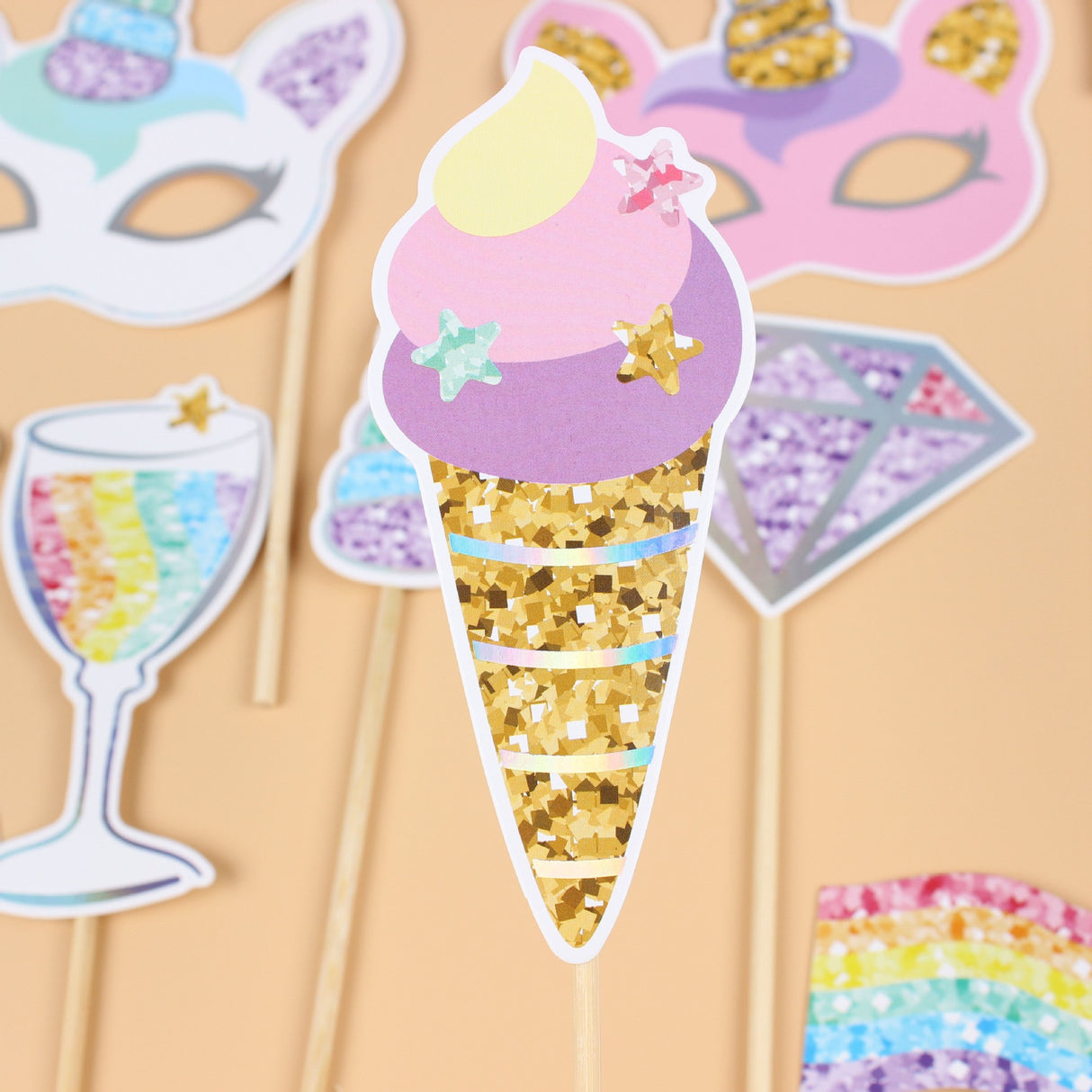 Set 12 Accesorii Pentru Petrecere, Props Pentru Photo Corner, Tema Aniversare Copii - vivimall.ro